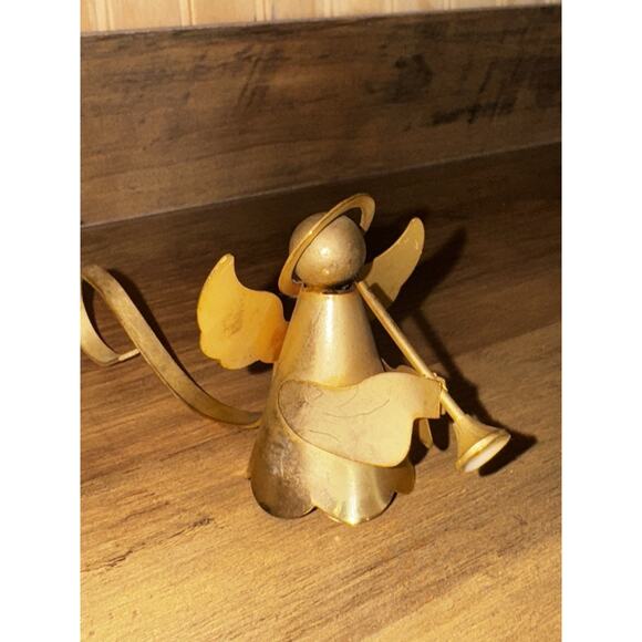 Angel Candle Snuffer Gold Plated On Brass Angel Halo Trumpet Curved Handle VTG - Picture 4 of 11